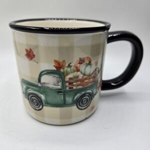 Robert Stanley Teal Truck & Pumpkins Mug 15 OZ Ceramic